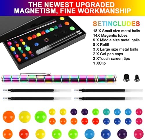 Magnetic Fidget Pen, Upgraded Rainbow Modular Magnet Writing Tool for Adults, DIY Multifunctional Decompression Desk Toy, Unique Birthday Gift for Office, Holiday Present for 14 Years and Up