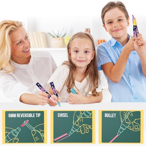 Chalk Markers 8 Pastel Colors Set for Blackboard & Glass Surfaces - Erase
