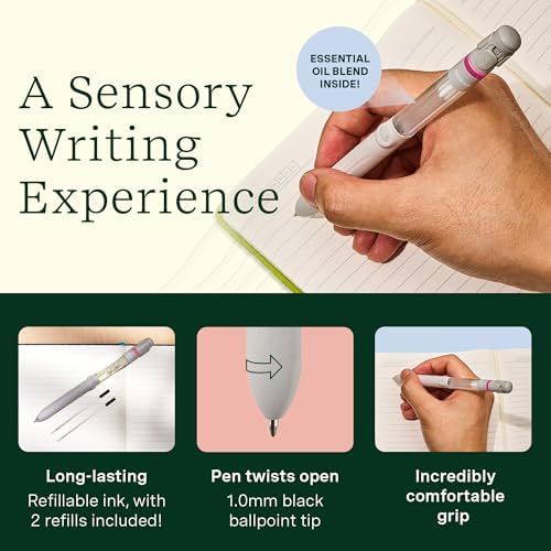 Lifelines Pen Diffuser, Strawberry Milkshake, 1mm Black Ballpoint Pen