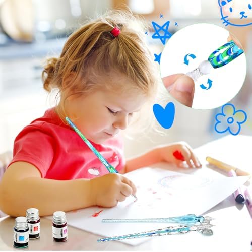 Zonon 14 Pcs Glass Dip Pen Ink Set for Art Supplies, Blue Color Style