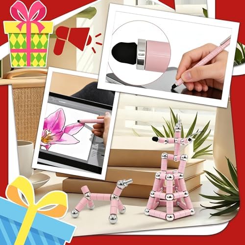 Magnetic Fidget Pen Cherry Pink – Cool Gadget for Teens Adults – Stress Relief Toy for Teens Boys Girls– Creative Deformation Pen – Unique Mother's Day Birthday Christmas Stocking Stuffers