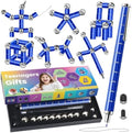 Magnetic Fidget Pen – Writing Tool & Spinner Toy Combo with 13 Blue Fun Rings, Stress Relief & Focus Gift for Kids 8+, Teens & Adults, Novelty Christmas Stocking Stuffer, Office & Study Toy
