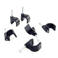 HS Cable Clips 10mm with Steel Nail 200 Pieces Black, Ethernet Management U by HS