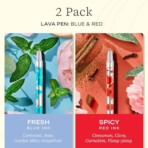 Lifelines Scented Lava Gel Pen Set, 2 Blue & Red Pack, 0.7mm