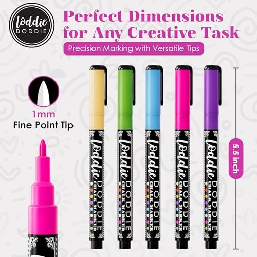 Loddie Doddie Chalk Markers, Fine Tip Chalk Markers, Multicolor, 24 Pack