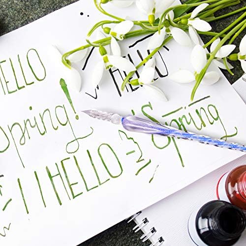 Glass Dip Pen Set,Calligraphy Pen,Crystal Signature Pen for Art, Writing, Signatures -Decoration and Business Gift