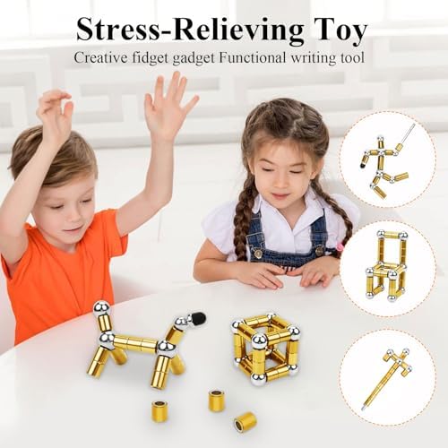 Fidget Toys Adult, Magnetic Fidget Pen, Magnet Pen for Boys, Fun Christmas Easter Basket Stuffers Cool Gifts for Teens(Gold)