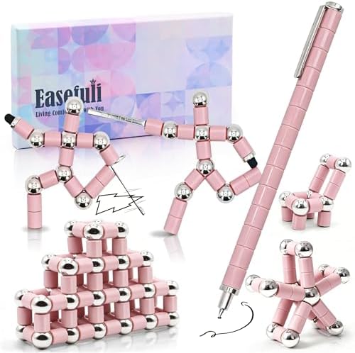 Magnetic Fidget Pen Cherry Pink – Cool Gadget for Teens Adults – Stress Relief Toy for Teens Boys Girls– Creative Deformation Pen – Unique Mother's Day Birthday Christmas Stocking Stuffers