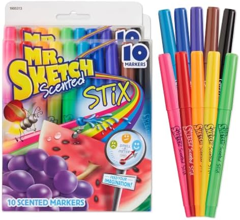 Mr. Sketch Scented Stix Markers, Fine Tip, 10 Count - Fun for Kids, Coloring, Spark Creativity, Arts & Crafts (Pack of 2)