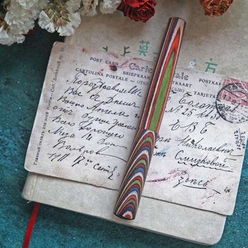 SeventyTwo Handmade Glass Dip Pen with Colorwood Handle, Borosilicate Emerald Glass Nib, Calligraphy Writing Set, Vintage Style (Emerald)