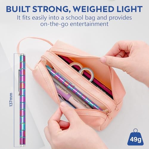 Magnetic Fidget Pen – Writing Tool & Spinner Toy Combo with 13 Colorful Fun Rings, Stress Relief & Focus Gift for Kids 8+, Teens & Adults, Novelty Christmas Stocking Stuffer, Office & Study Toy