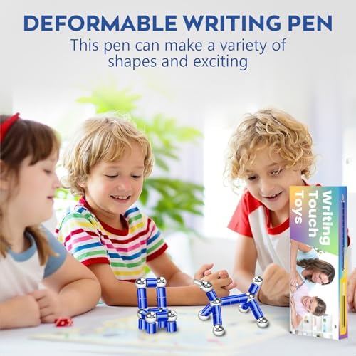 Magnetic Fidget Pen – Writing Tool & Spinner Toy Combo with 13 Blue Fun Rings, Stress Relief & Focus Gift for Kids 8+, Teens & Adults, Novelty Christmas Stocking Stuffer, Office & Study Toy