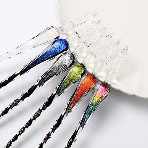 Handmade Glass Dip Pen Crystal Calligraphy Pen Signature Dipped Pen for Artist Women Men Teens,Writing Drawing Decoration Gifts Rainbow