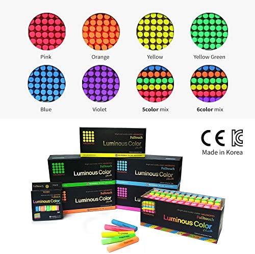 Hagoromo Fulltouch Luminous Chalk 1 Box, Non-Toxic, Dustless [72 Pcs/5 Color Mix]