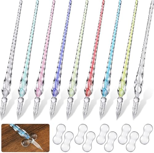Outus 9 Pieces Glass Dip Pen Handmade Signature Pen