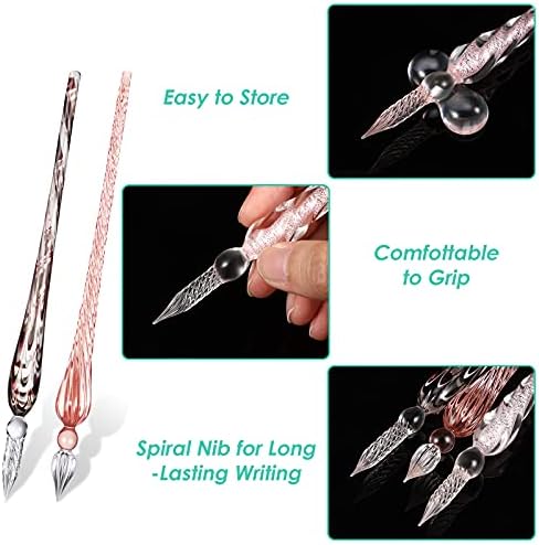 9 Pieces Glass Dip Pen Handmade Signature Pen, Vintage Style, Fresh Color