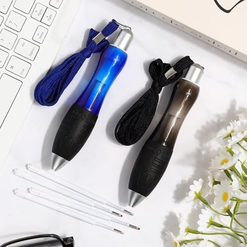 14 Pcs Big Fat Pens Set, Large Retractable Ballpoint Wide Grip Pens, Large Bold Grip Pen Aids Writing for Arthritis, Tremor, Carpal Tunnel (2 Pens + 6 Black Refills + 6 Blue Refills)