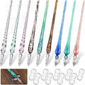9 Pieces Glass Dip Pen Handmade Signature Pen, Vintage Style, Fresh Color