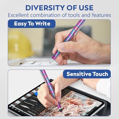 Magnetic Fidget Pen – Writing Tool & Spinner Toy Combo with 13 Colorful Fun Rings, Stress Relief & Focus Gift for Kids 8+, Teens & Adults, Novelty Christmas Stocking Stuffer, Office & Study Toy
