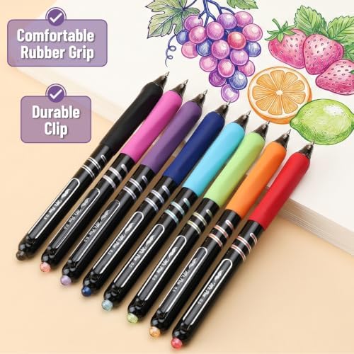 Mr. Pen- Retractable Gel Pens, 8 Pack, 0.5mm Fine Point, Colorful Ink