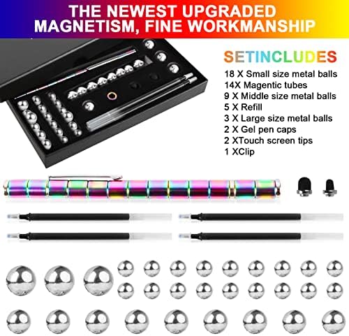 Magnetic Fidget Pen, Large Rainbow Modular Magnet Writing Tool for Adults, DIY Multifunctional Decompression Desk Toy, Unique Birthday Gift for Office, Holiday Present for 14 Years and Up