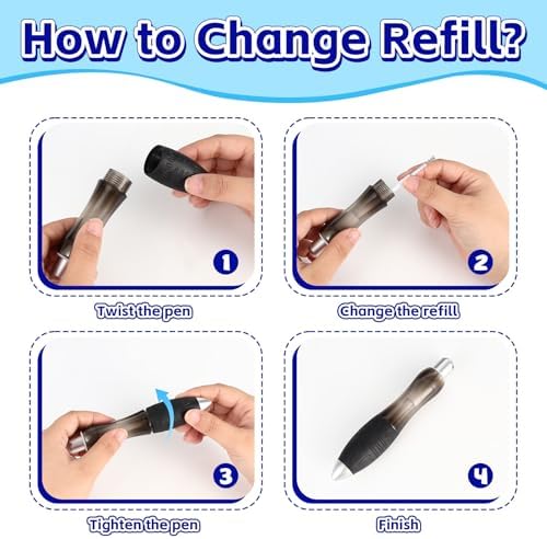 14 Pcs Big Fat Pens Set, Large Retractable Ballpoint Wide Grip Pens, Large Bold Grip Pen Aids Writing for Arthritis, Tremor, Carpal Tunnel (2 Pens + 6 Black Refills + 6 Blue Refills)