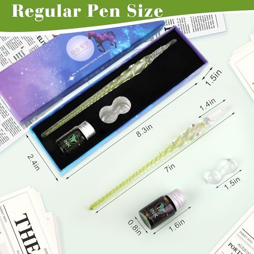 Luxiv Glass Dip Pen Set, Purple Crystal Pen With Ink, Holder, and Package