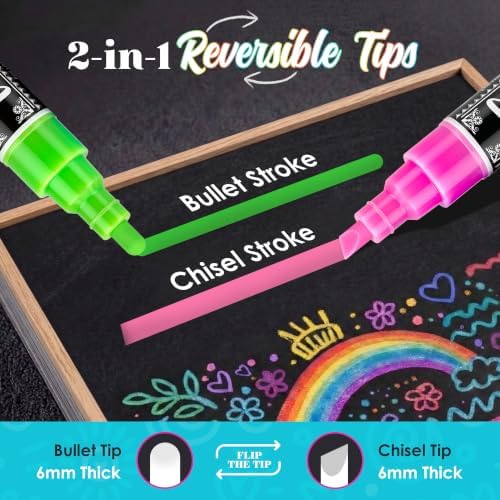Loddie Doddie Chalk Markers, Liquid Chalk Pens, Reversible Tips, 24 Pack