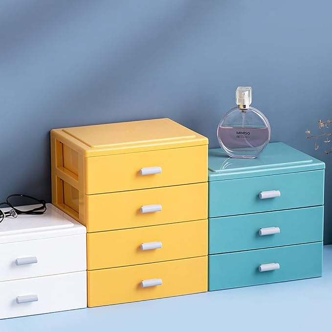 Desktop Organizer with 2 Drawers, Stackable Desk Storage Box - Image 2