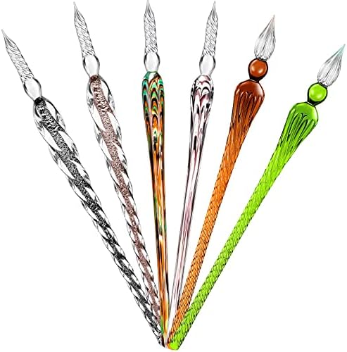 Zonon 6 Pcs Glass Dip Pen,Vintage Color,Fresh Style