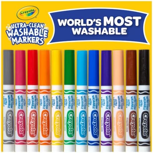 Crayola Broad Line Markers (12 Count), Washable Markers for Kids, Assorted Colors, Arts & Crafts Supplies, For Coloring Books & Art Projects, Ages 3+