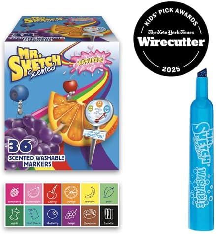 Mr. Sketch Scented Washable Markers, Chisel Tip Marker, Assorted Colors, 36 Count - Fun for Kids, Coloring, Spark Creativity, Arts & Crafts