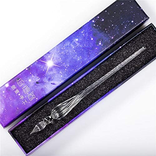 Handmade Glass Dip Pen Crystal Calligraphy Pen Signature Dipped Pen for Artist Women Men Teens,Writing Drawing Decoration Gifts (Transparent)