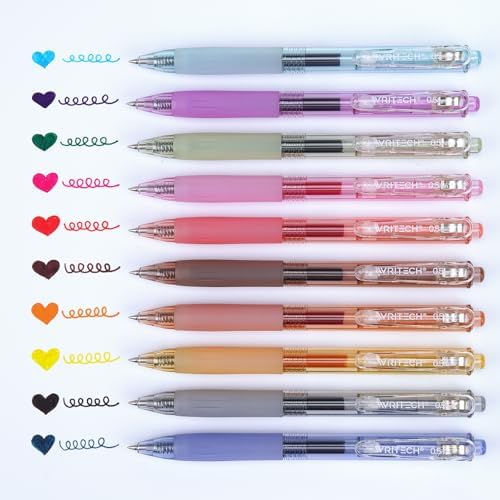 WRITECH Retractable Gel Pens Quick Dry Ink Pens 0.5mm Bullet Multicolor For Journaling, Drawing, Doodling, and Notetaking (Multicolor)