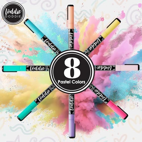 Loddie Doddie Liquid Chalk Markers, Fine Tip, Pastel Chalk Markers, 8 Pack