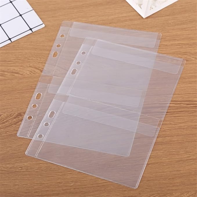 BAOFALI 10 Pack A5 Size Plastic Binder Pockets, 6 Holes Waterproof PVC Folders - Image 5