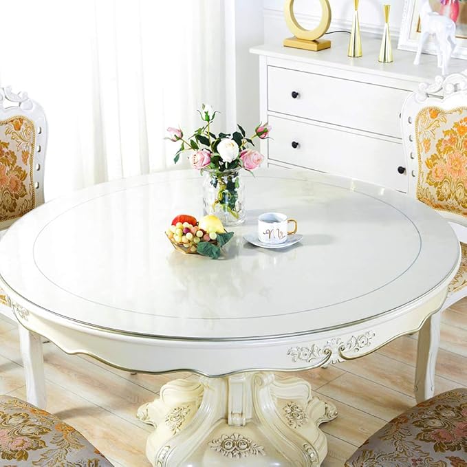 Wadrac PVC Round Table Protector Clear Plastic Table Pad Furniture Wipeable - Image 2