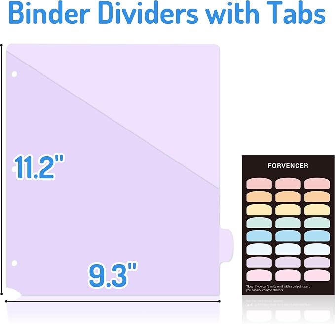 Forvencer 96 Count Dividers for 3 Ring Binder, 8 tabs Binder Dividers - Image 2