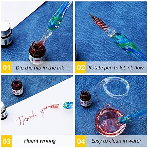 Zonon 6 Pcs Glass Dip Pen(Stylish Color,Bright Style)