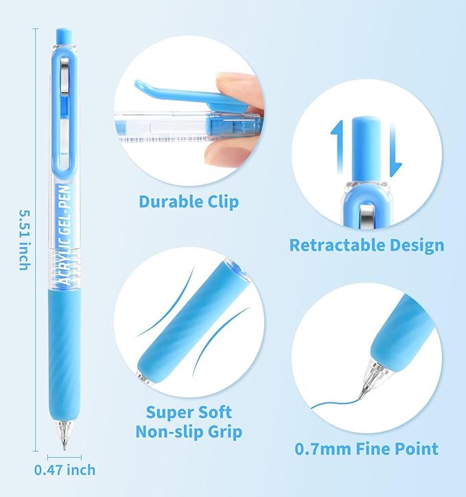 Acrylic Gel Pens For Coloring, 90 Colors Retractable Colored Pens for Black - Image 4