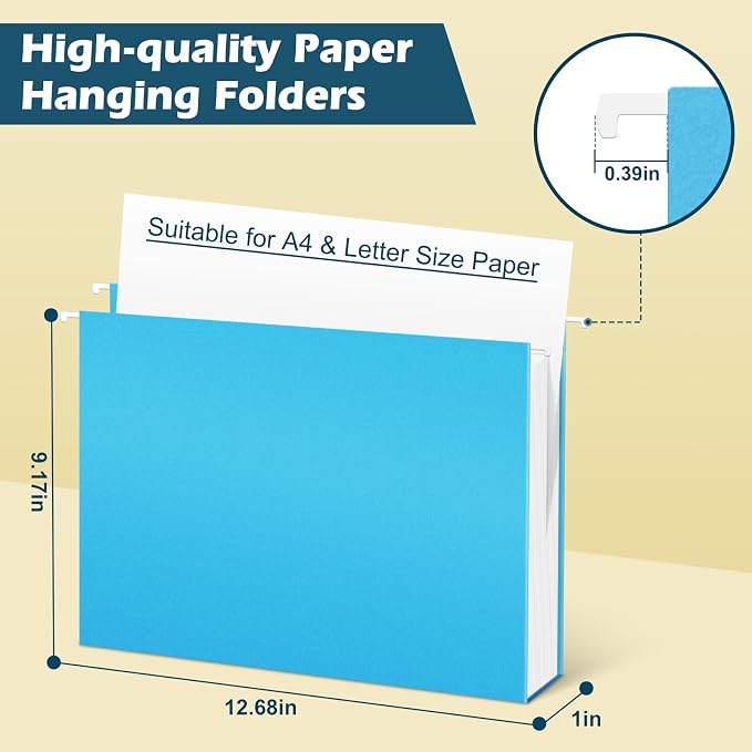 V-Opitos 72 Pack 1 Inch Expansion Hanging File Folders, Letter Size Hanging - Image 3
