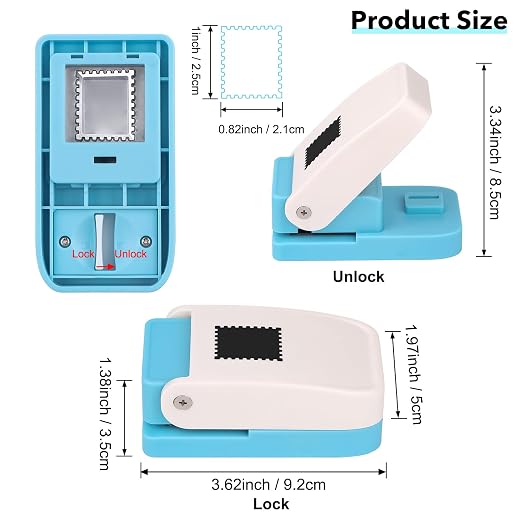 BAOFALI 2Pcs/Set 1X0.8inch Rectangular Postage Stamp Punch, Scalloped Rectangle - Image 2