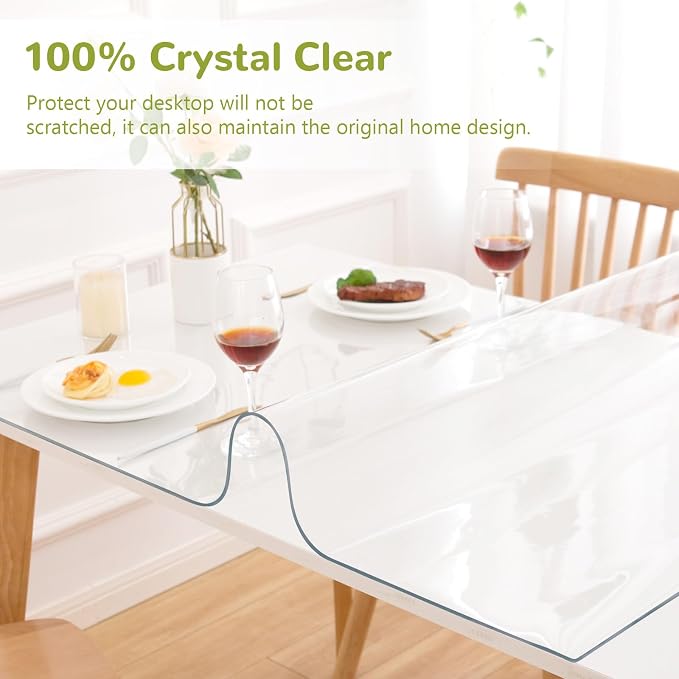 43 x 95 Inch Clear Table Cover Protector, 1.5mm Plastic Table Cover, Waterproof - Image 5