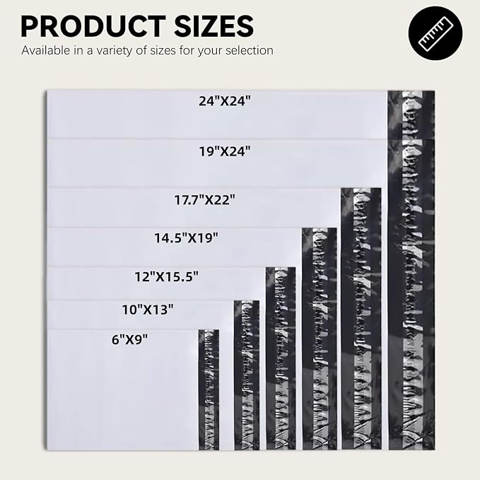 12"x15.5" Poly Mailers，White Shipping and Envelope Bags Pack of 100 - Image 2