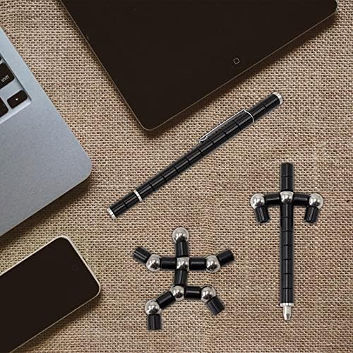 Magnetic Fidget Pen with 13 Rings - Decompression Magnet Pen, Creative Writing Toy, Stress Relief Gift (Black)