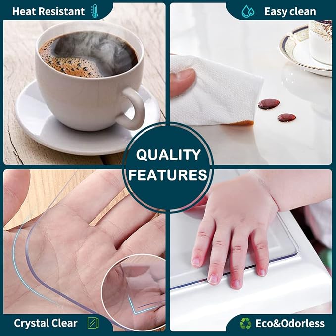 28x84 in Transparent Table Protector Plastic Tablecloths Coffee Dining Room - Image 5