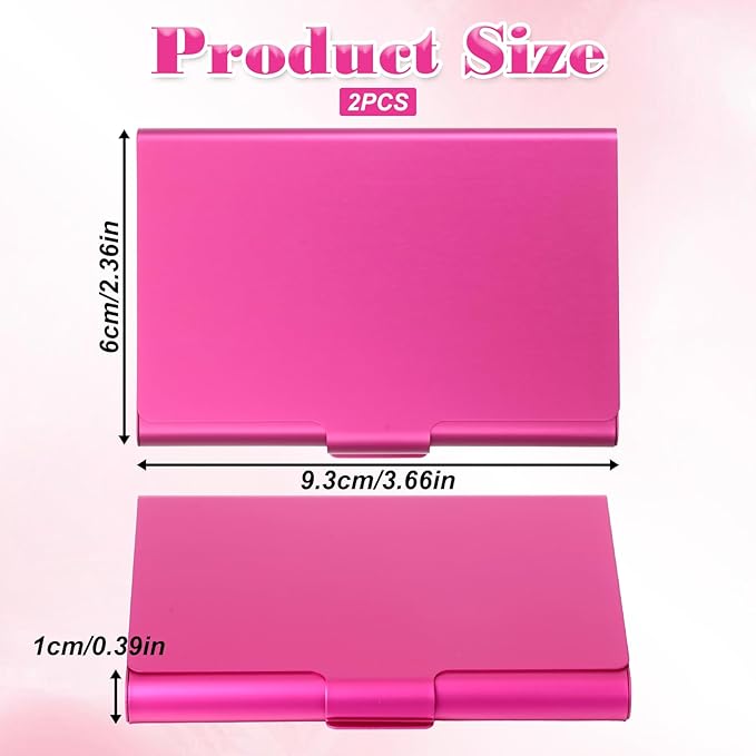 2 Pcs Business Card Holder for Purse, Aluminum Alloy Metal Business Card Case - Image 3