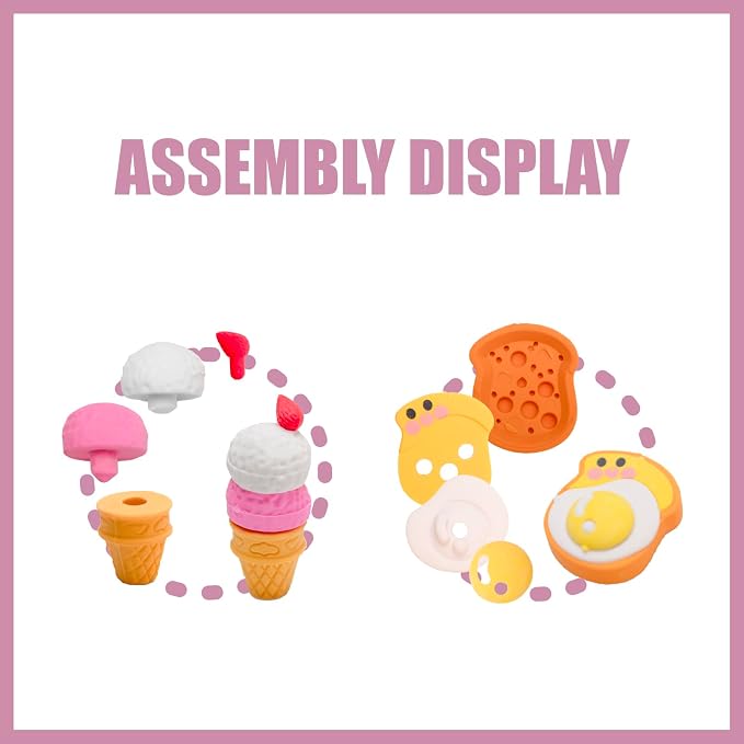 90Pcs 3D Food Erasers for Kids, All are Food Styles, Random Desktop Pets Toys - Image 3