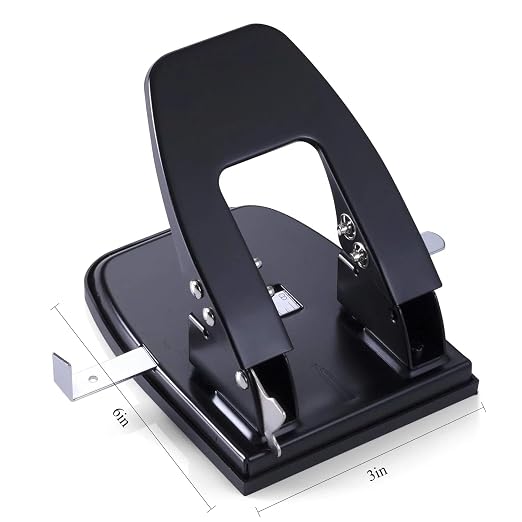 Two Hole Punch | 30 Sheet Capacity, Adjustable Guide, Heavy-Duty Metal Puncher - Image 2