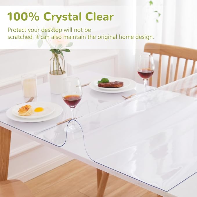 28 x 48 Inch Clear Table Cover Protector, 1.5mm Plastic Table Cover, Waterproof - Image 5
